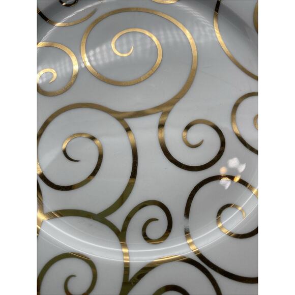 2 VTG Retired Gold Swirl Pier 1-Salad Plate Gold Swirls On White 7.5” - Picture 7 of 8